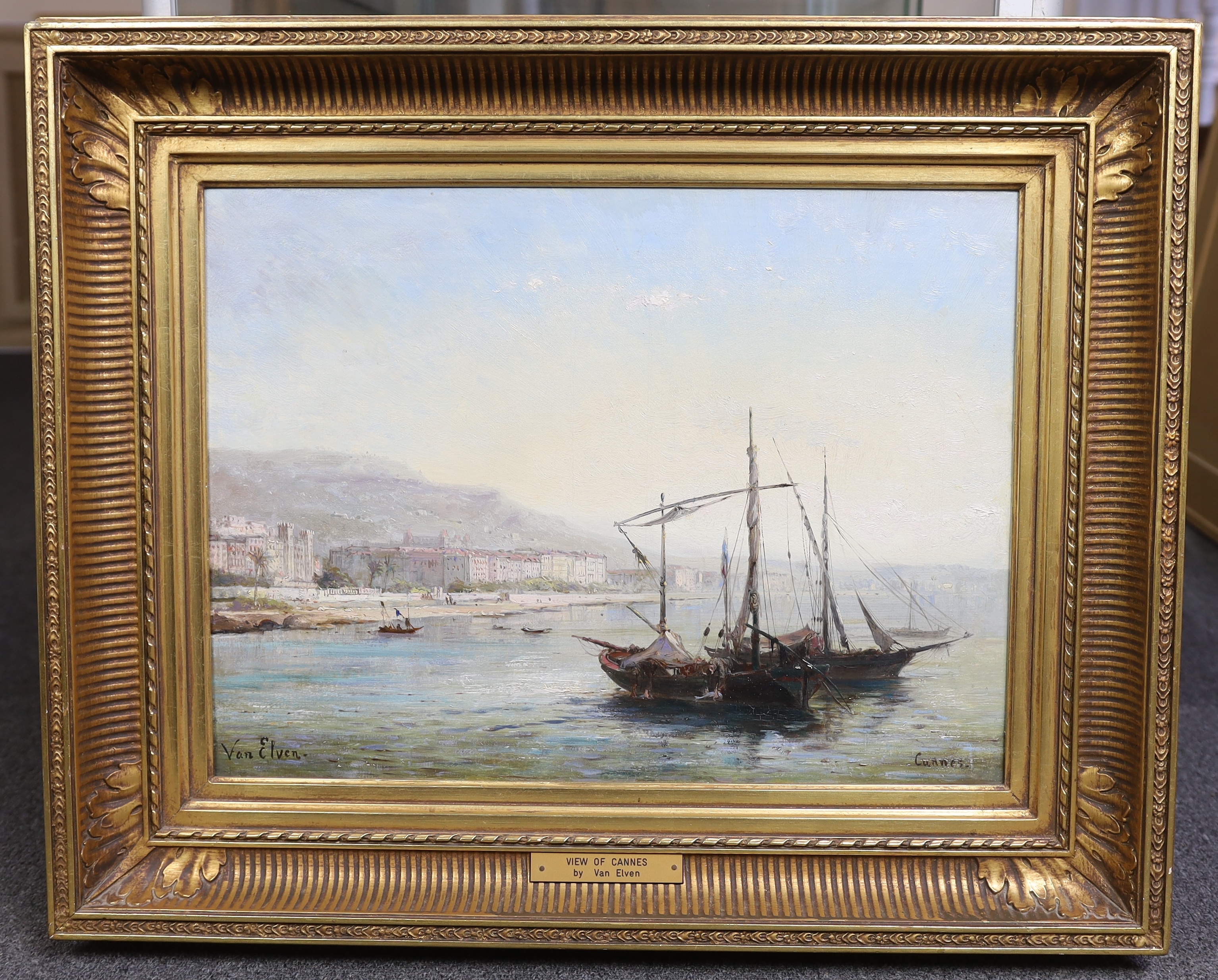 Pierre Henri Théodore Tetar Van Elven (Dutch/French, 1828-1908), View of Cannes, oil on canvas, 39 x 52cm